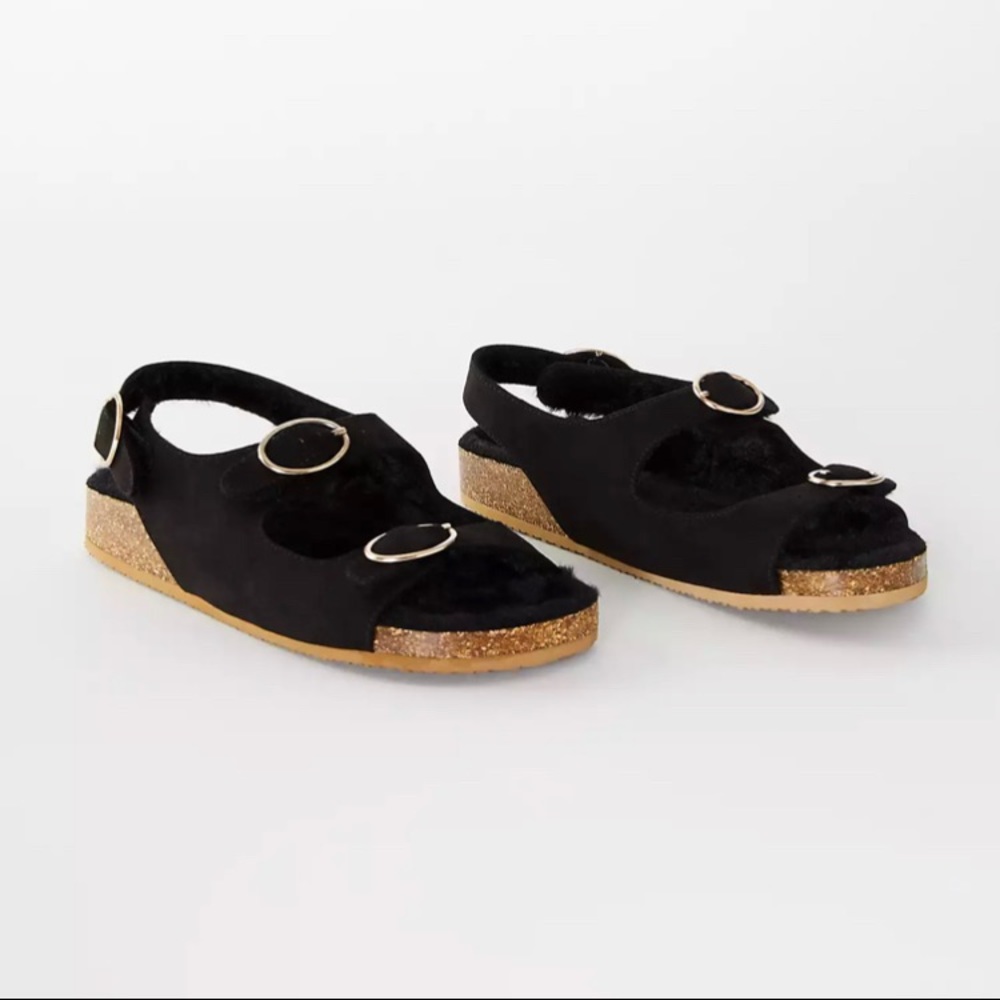 Loft Sherpa Buckle Sandals